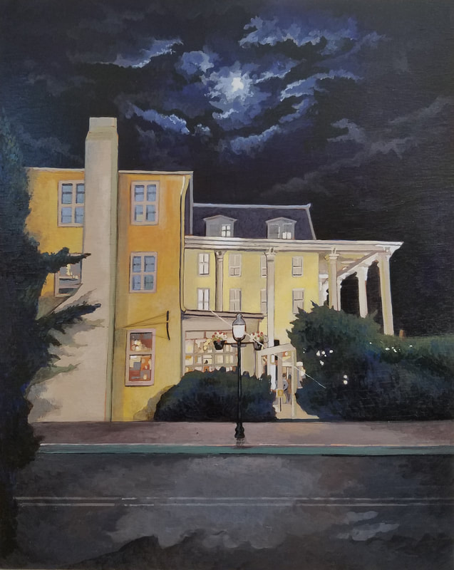 Congress Hall Cape May nightlife cityscape painting created with Minwax wood stain by Sean Carney